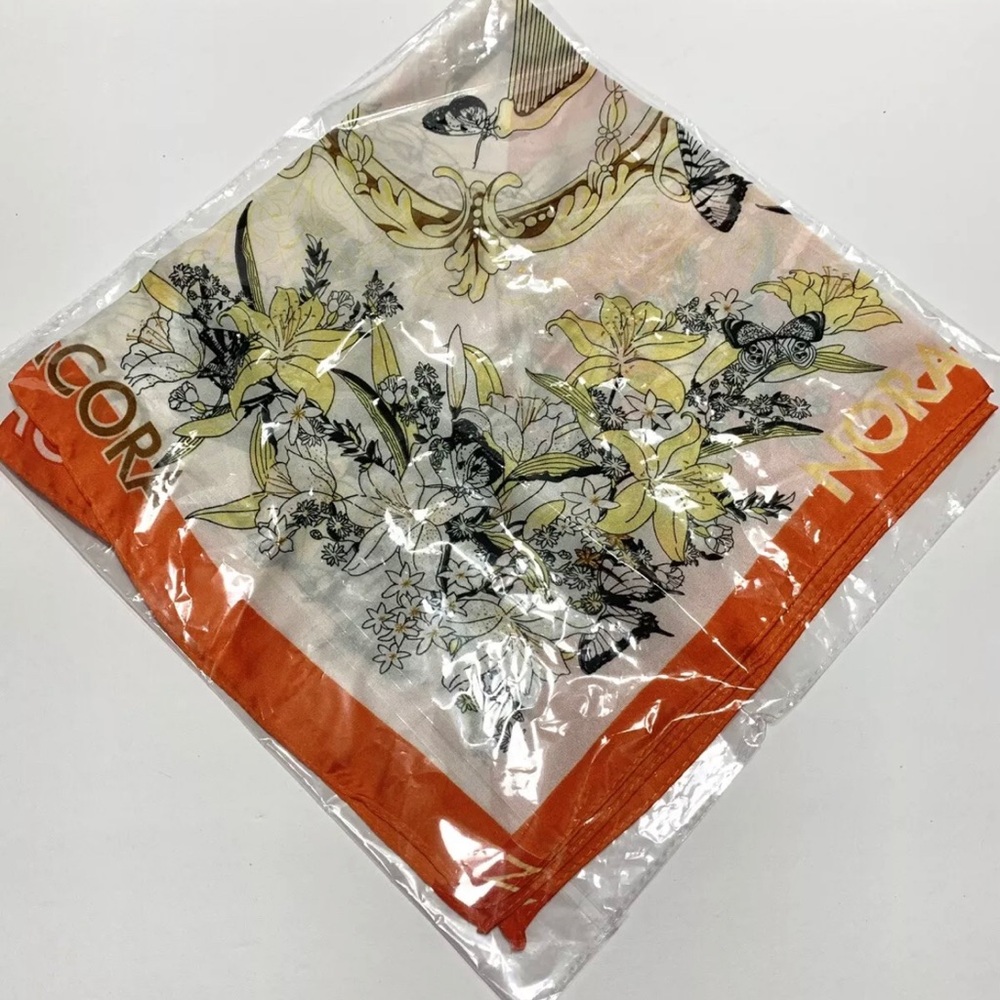 Floral Scarf with Orange Border Nora Cora